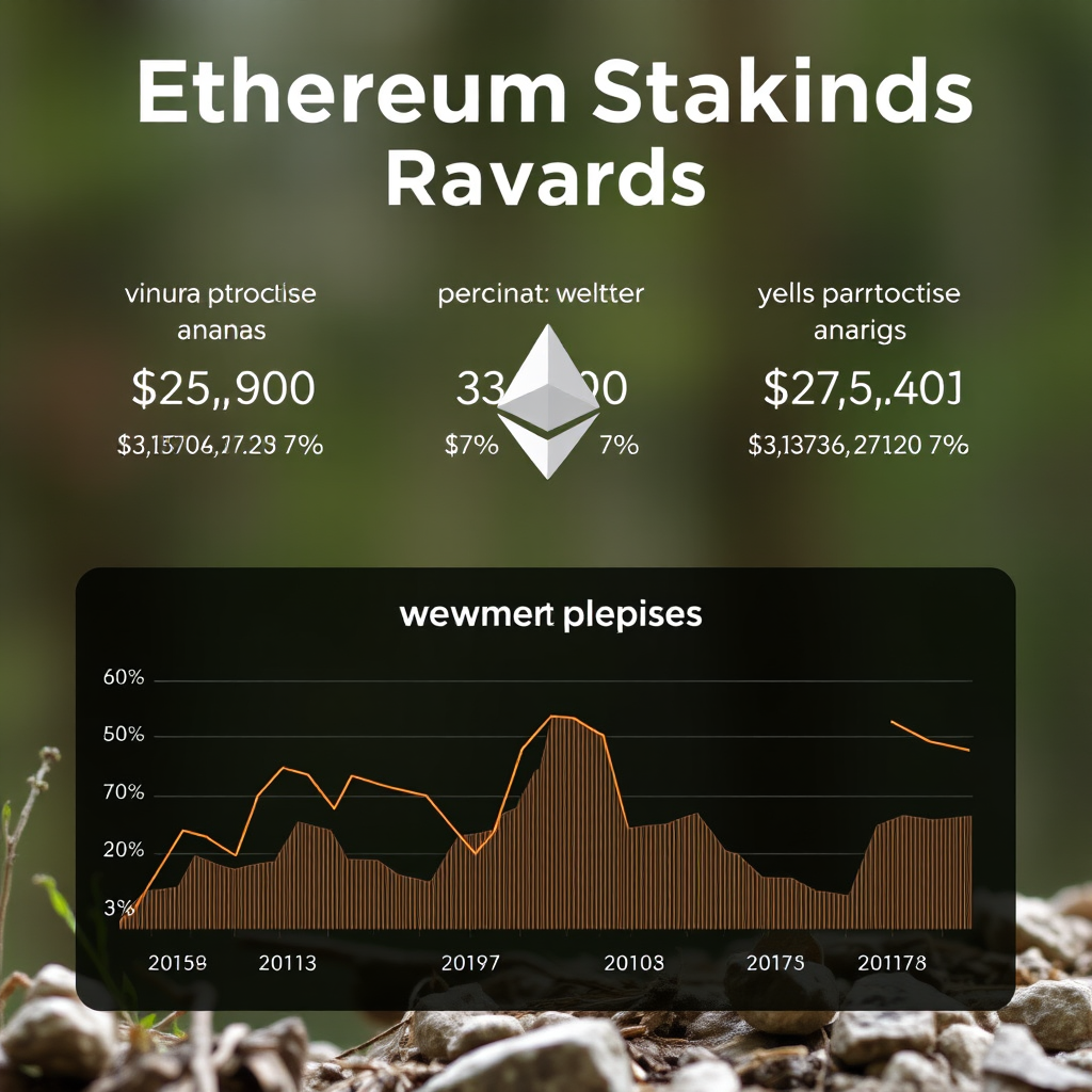 Ethereum staking rewards visualization showing annual percentage yields and network participation rates with winter 2024 projections